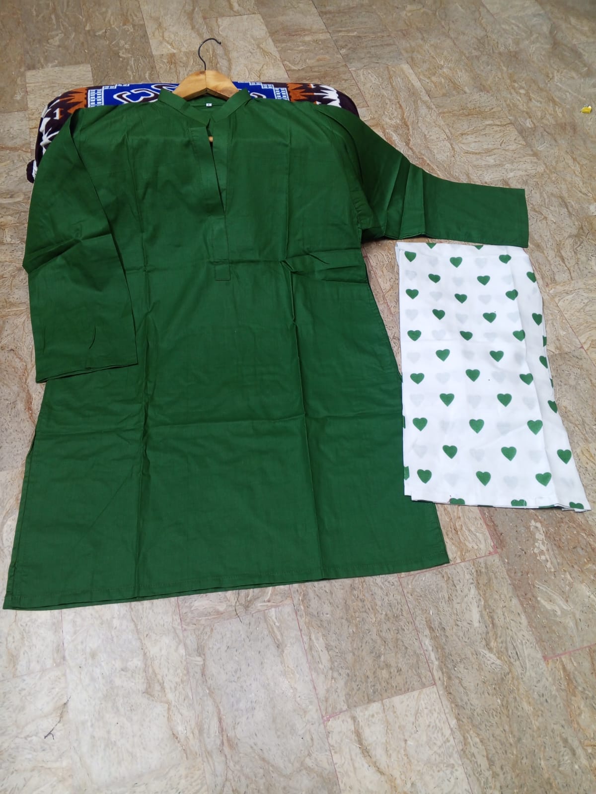 Grace Cotton Front/Back All'over Printed Angrakha Dori And Lace Work Frock With Flapper Independence Day 2PcsSabiqoon Collection 💚