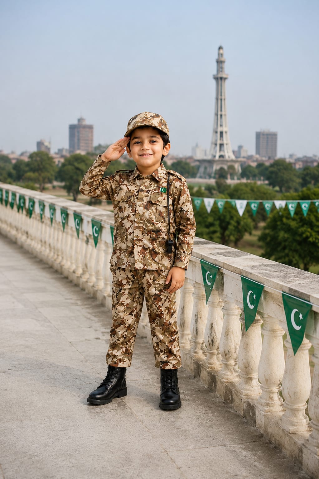 Commando Dress Set | Cotton Shirt, Trouser, Cap & Accessories | Pakistan Independence Day Outfit