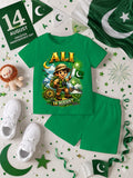 14 August Customized Kids T-Shirt & Shorts Set | Name Printed DTF Independence Day Outfit