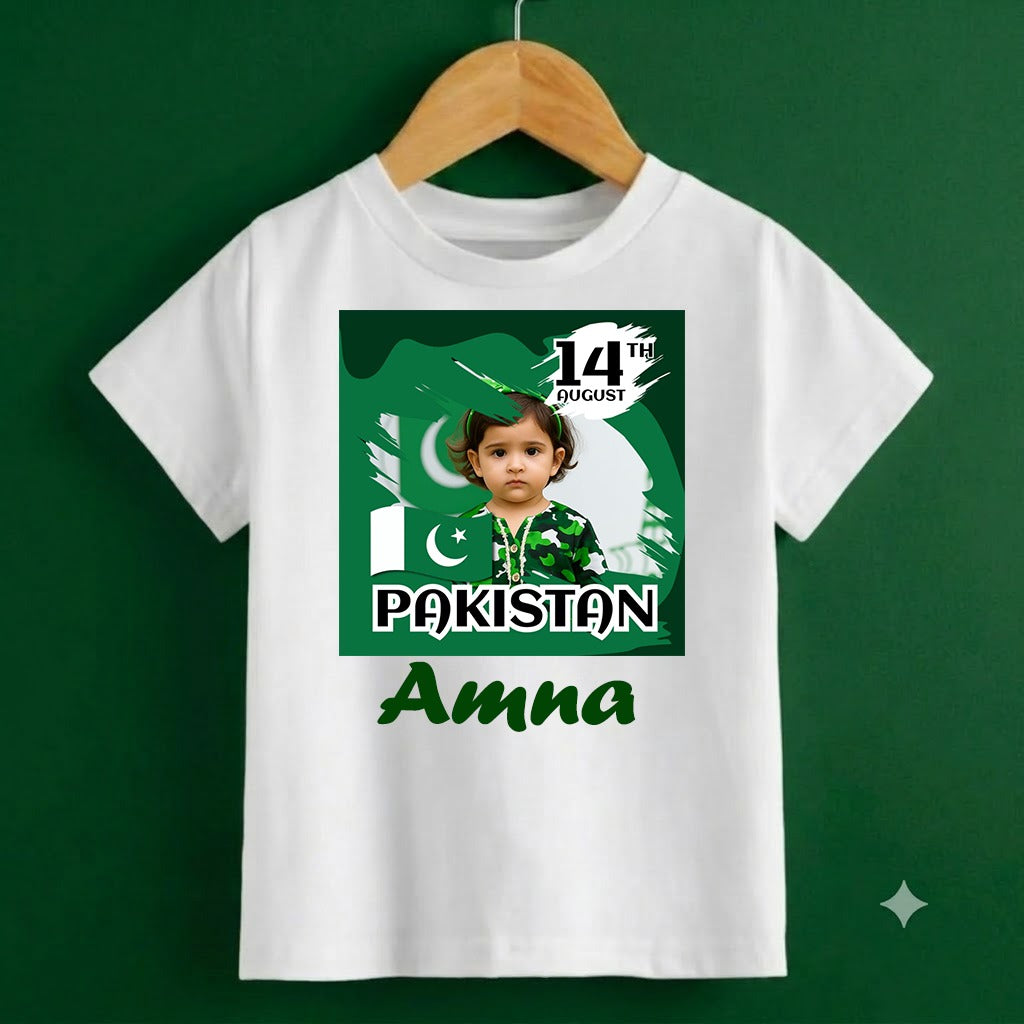 Personalized Kids Independence Day T-Shirt | Custom Name & Photo Printed Cotton Jersey Tee