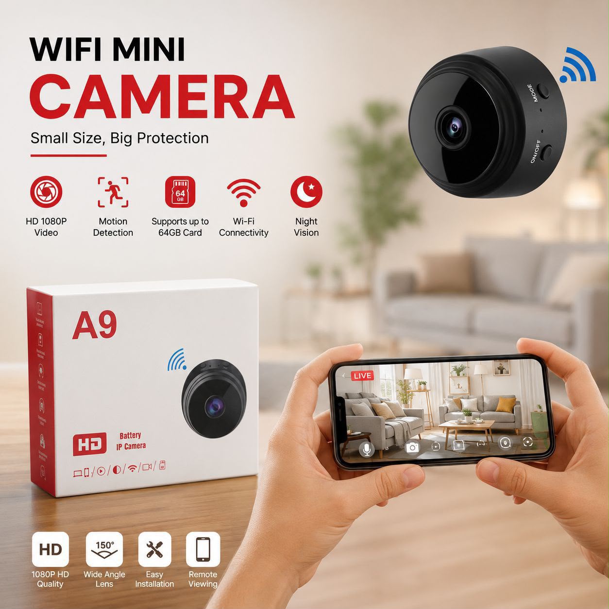 A9 Mini Rechargeable Wireless Camera