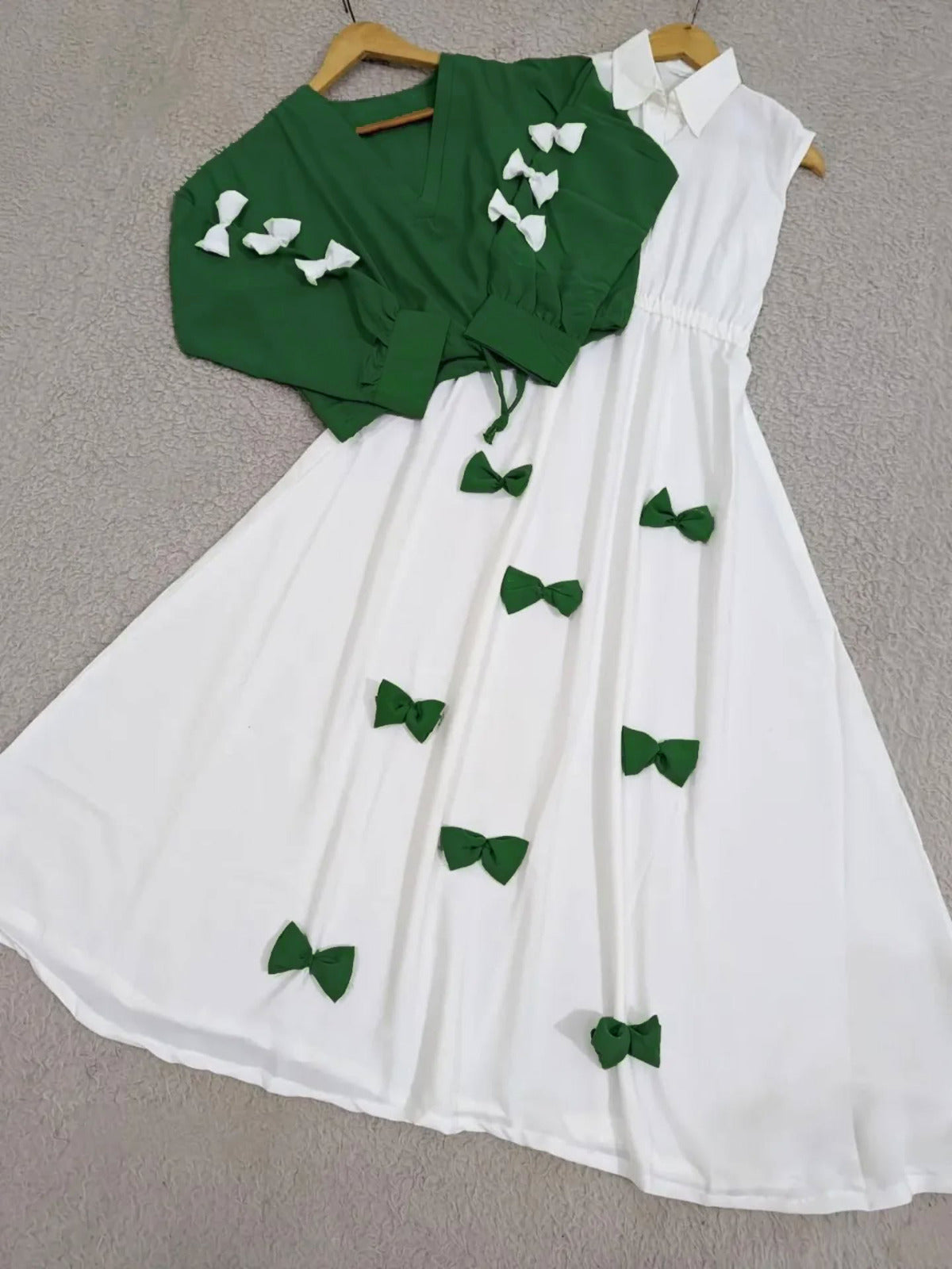Premium Georgette Bow Style 2 Piece Maxi Set –