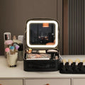 Portable Makeup Bag with 3-Mode LED Rechargeable Mirror | Cosmetic Travel Organizer Bag with Box Packing