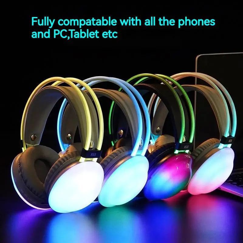 P880 RGB Pro Gaming Headset with Bass Boost | Stereo Wired Gaming Headphones with TF Memory Card Support & Box Packing