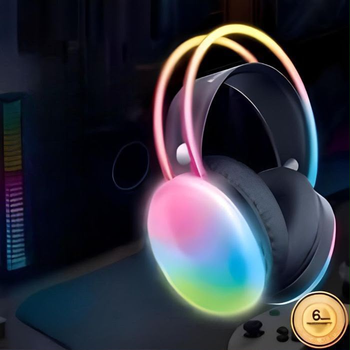 P880 RGB Pro Gaming Headset with Bass Boost | Stereo Wired Gaming Headphones with TF Memory Card Support & Box Packing