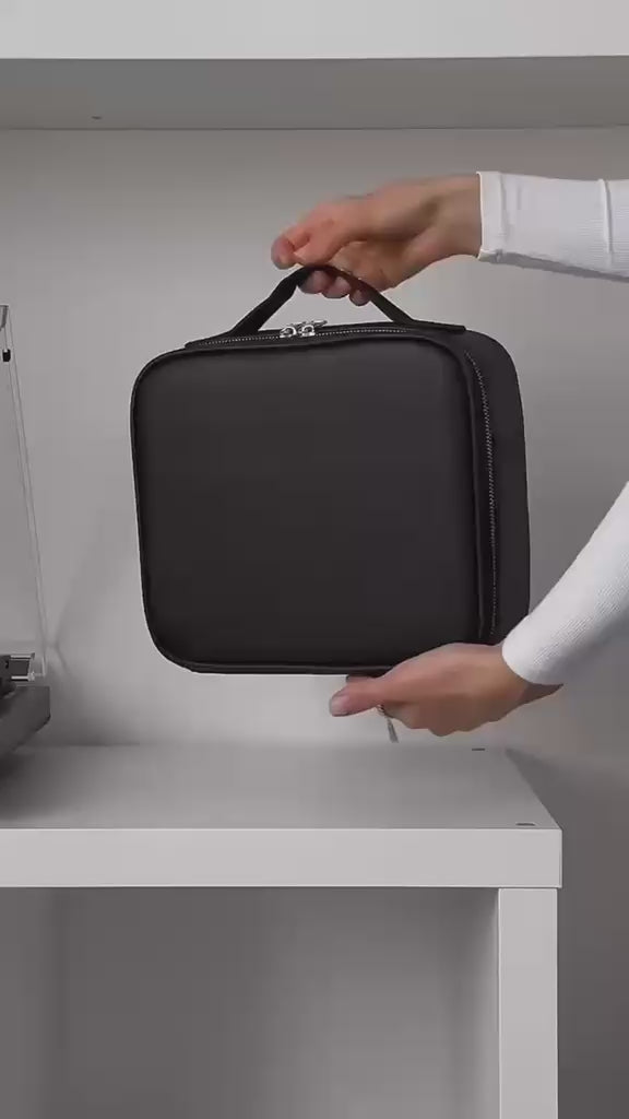 Portable Makeup Bag with 3-Mode LED Rechargeable Mirror | Cosmetic Travel Organizer Bag with Box Packing